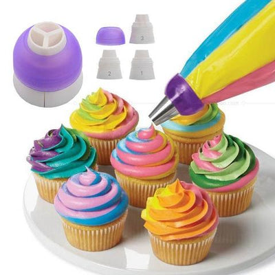 3 color mix nozzle cupcake icing tool set (11 items)